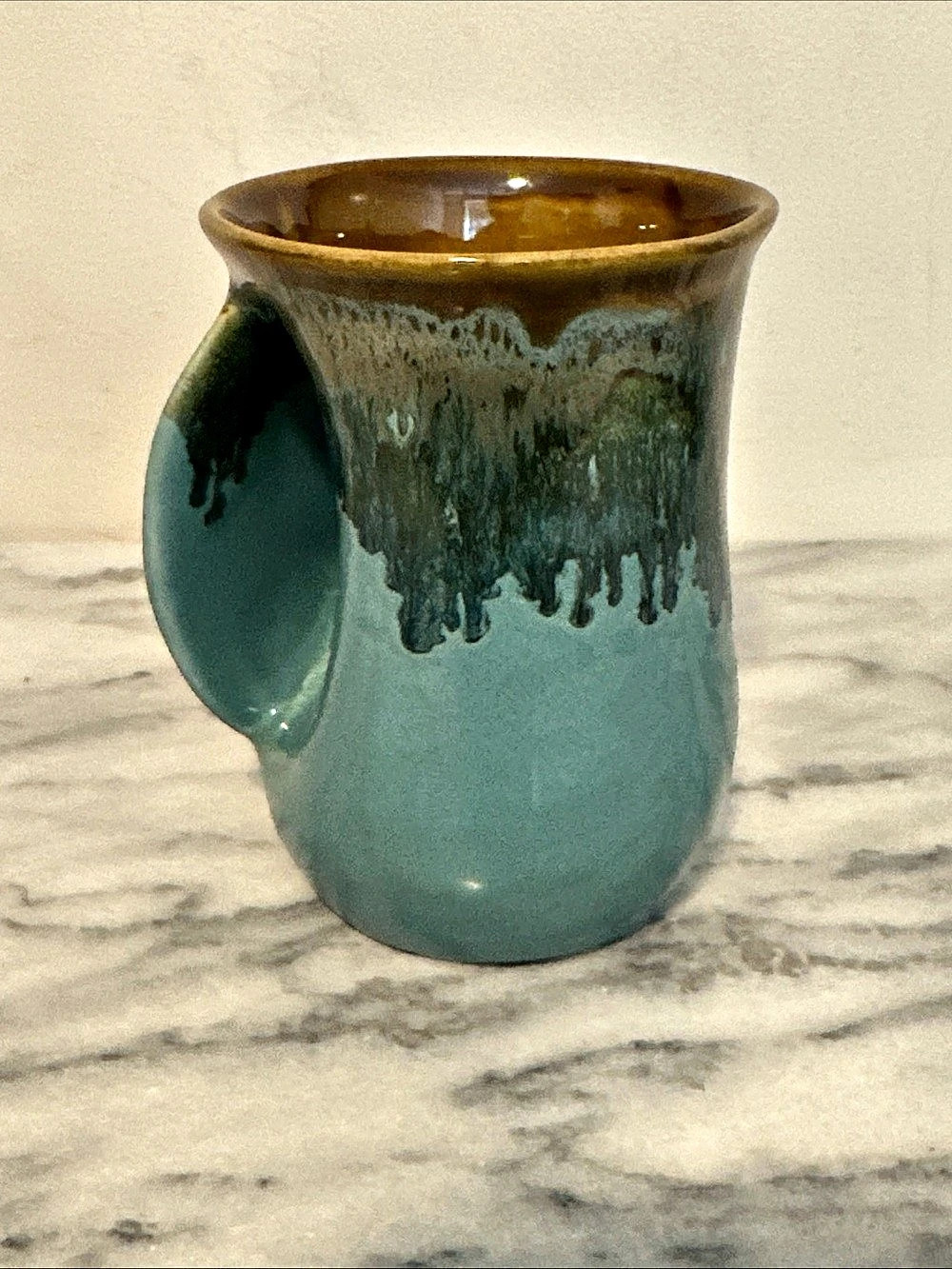 Clay in Motion Handwarmer Mug Blue & Brown